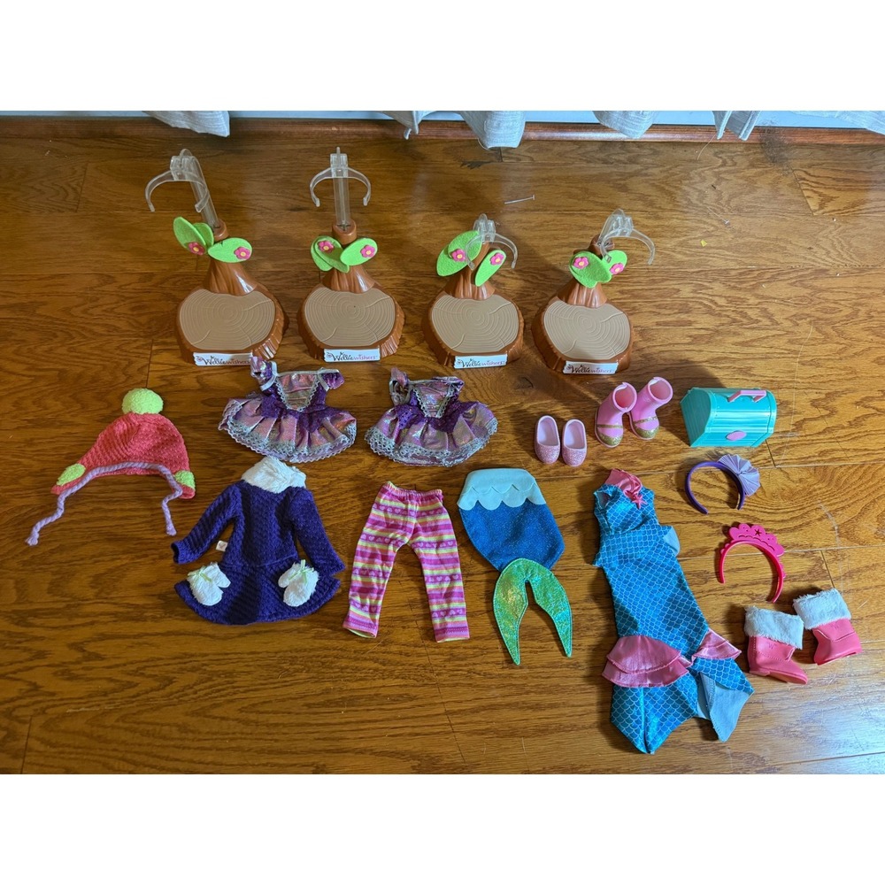American Girl Wellie Wisher Lot - 4 Retired Stands, 3 Dresses, 5+ Accessories